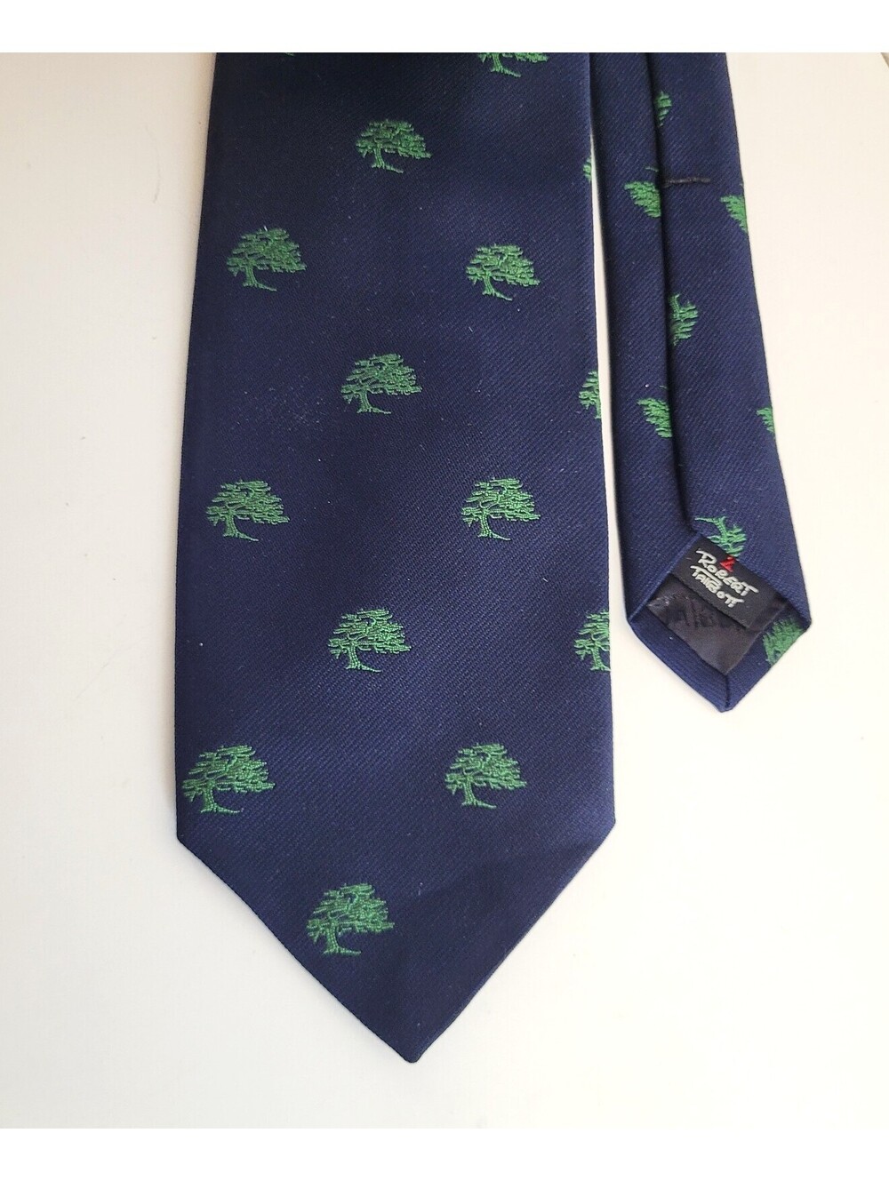 Robert Talbott Pebble Beach Men's Silk Tie 3.5" Navy Green Tree Golf Necktie